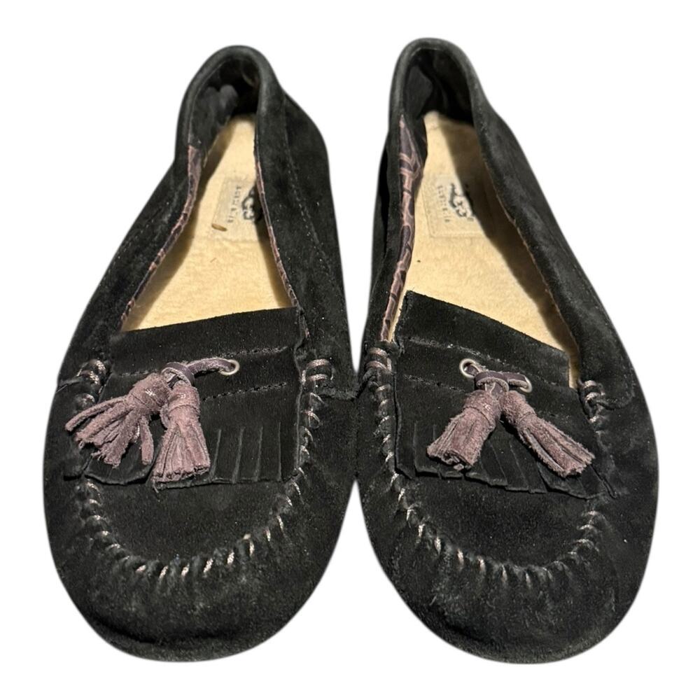 UGG 1005475 Lizzy Moccasin Slippers Black Women's Size 8 Tassels Slip On - Picture 4 of 9